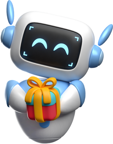 3D Robot Giving Gift Illustration